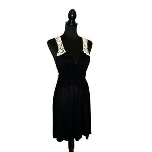 Aqua Womens Black Dress With Cream Lace Back & Rayon Blend S